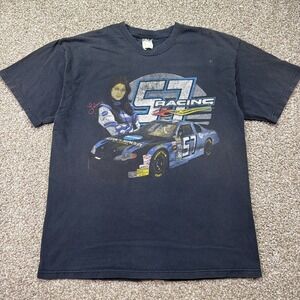 VTG LEILANI MUNTER 2-SIDED NASCAR RACING T-Shirt Large Super Faded Cotton Tee